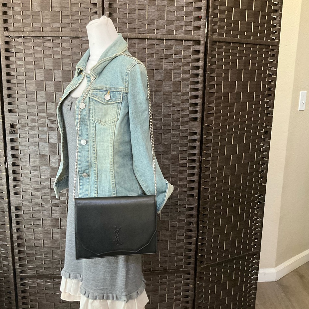 Yves Saint Laurent Vintage Black Leather Clutch - Picture 11 of 11